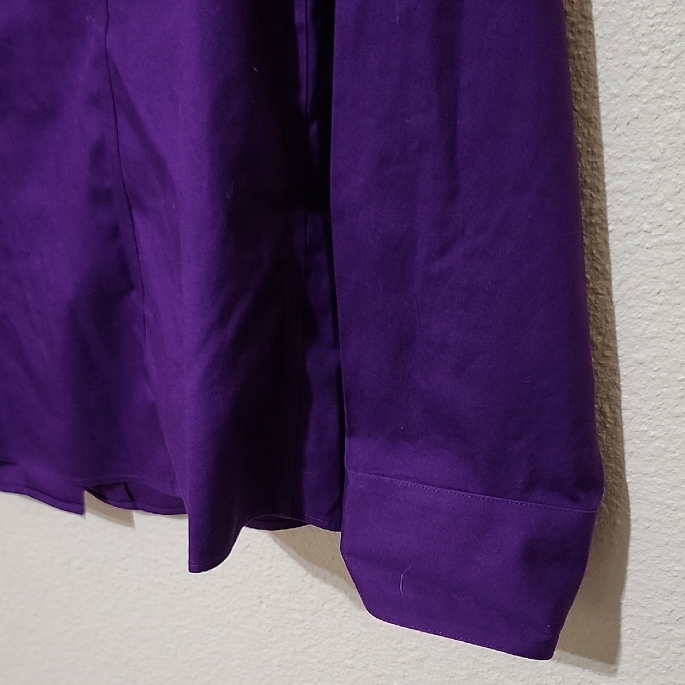 Chico's Purple Fitted Long Sleeve Button Down Shirt - Picture 8 of 9
